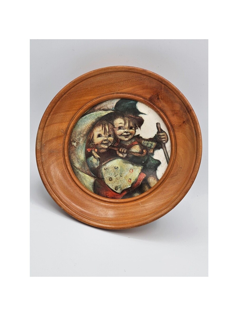 Vintage Reuge Edelweiss Wood Wall Music Box Plaque Hummel Kids West Germany